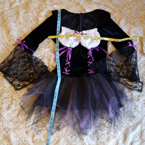 MUSIC LEGS Witch Black/Purple Costume & Hat sz S/M - Picture 5 of 8